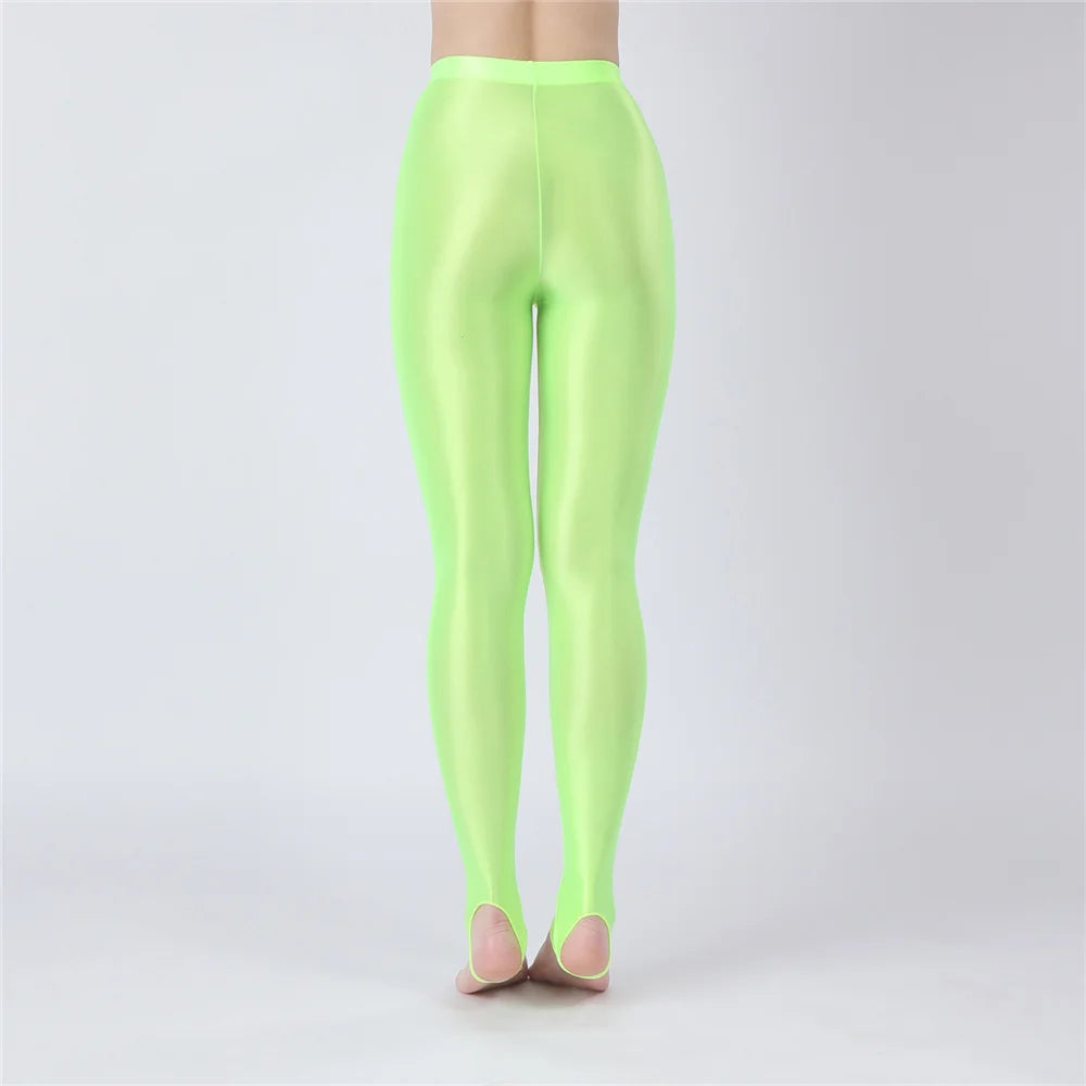 Thin Sheer Oil Glossy High-Stretch Pencil Pants Candy Color Yoga Leggings