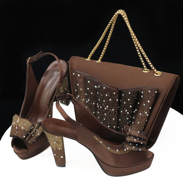 Italian gold Shoes And Bag Set