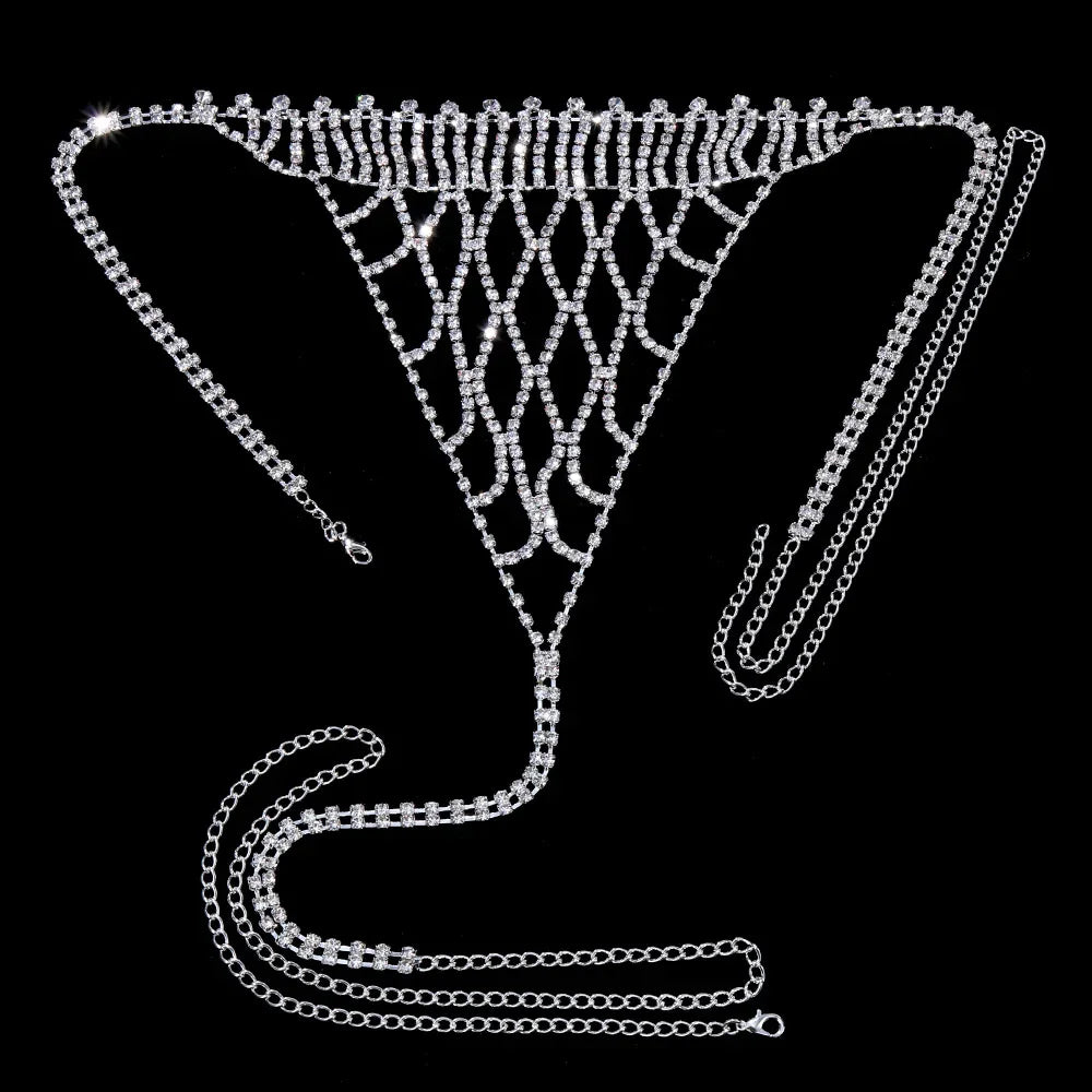 Rhinestone Tassel Bra & Thong Jewelry Set