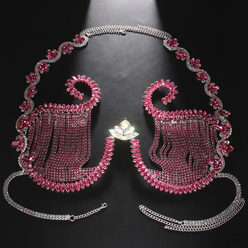 Shell Design Rhinestone Bra Chain