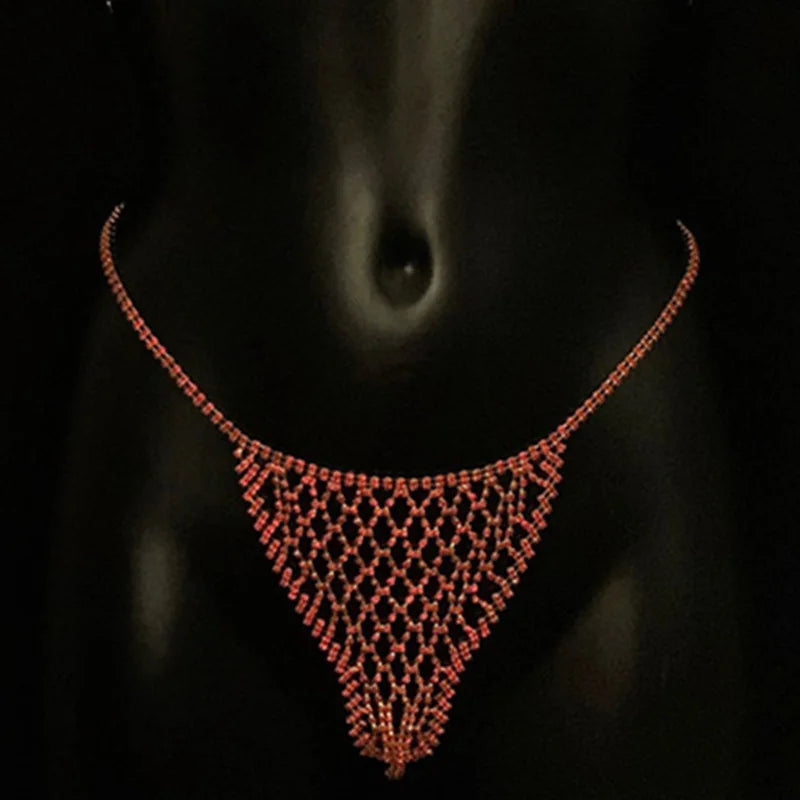 Dazzling Crystal Tassel Bra, Skirt & Bikini Body Jewelry Set