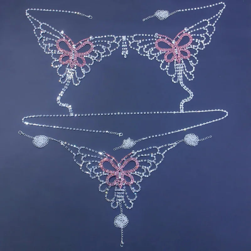Butterfly Rhinestone Bra & Brief Body Jewelry