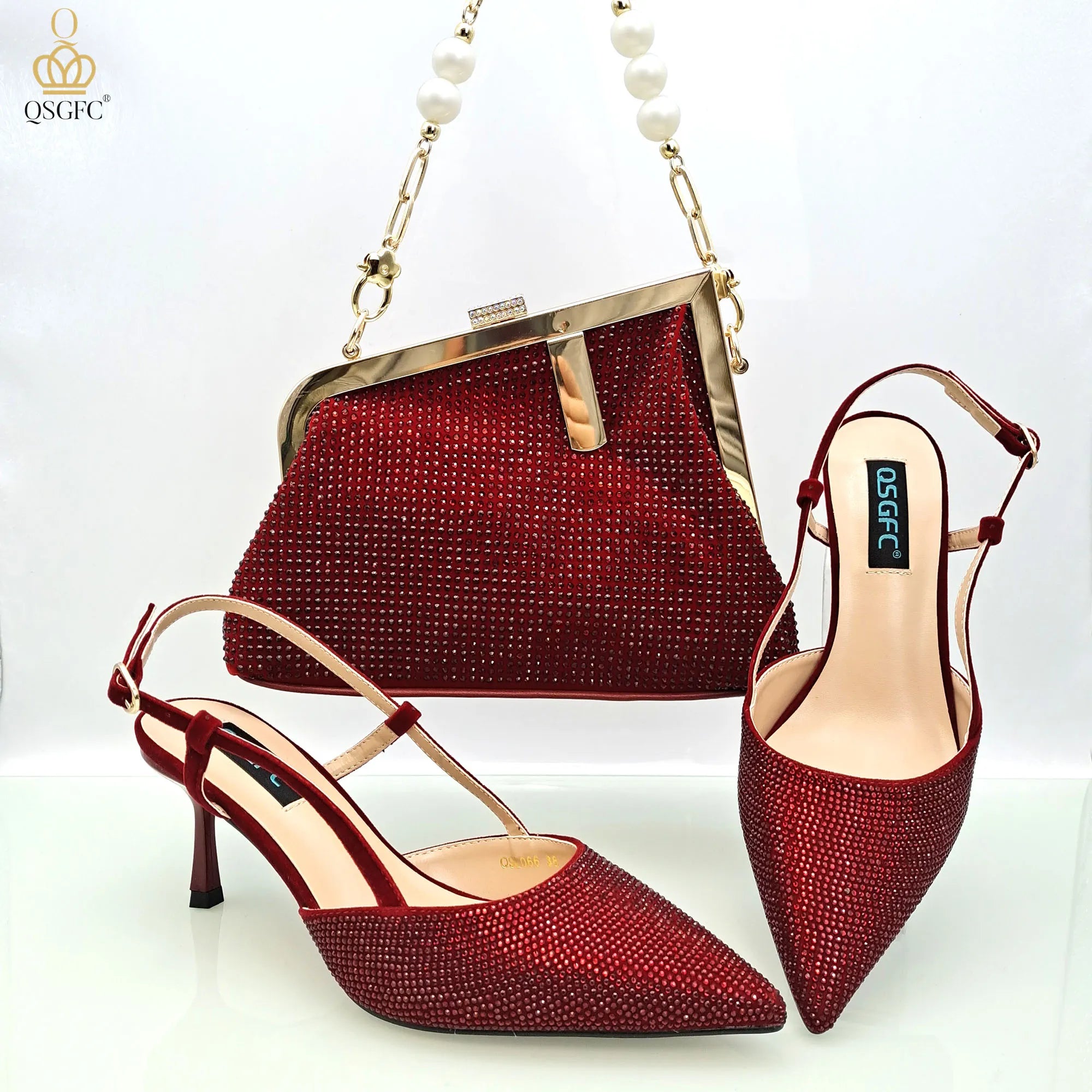 Shoulder Bag and Strap High Heels Set