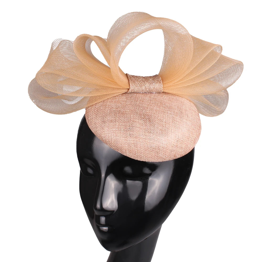 18cm Elegant Sinamay Bow Fascinator Hairpin Kentucky Derby Cocktail Hat Headpiece