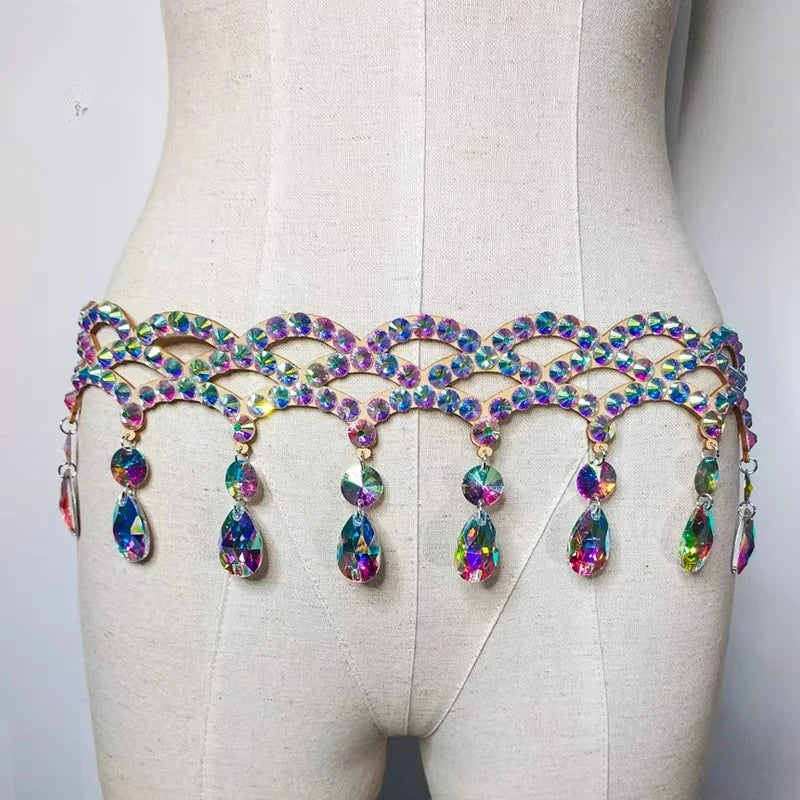 Rhinestone Tassel Hip Scarf Belt