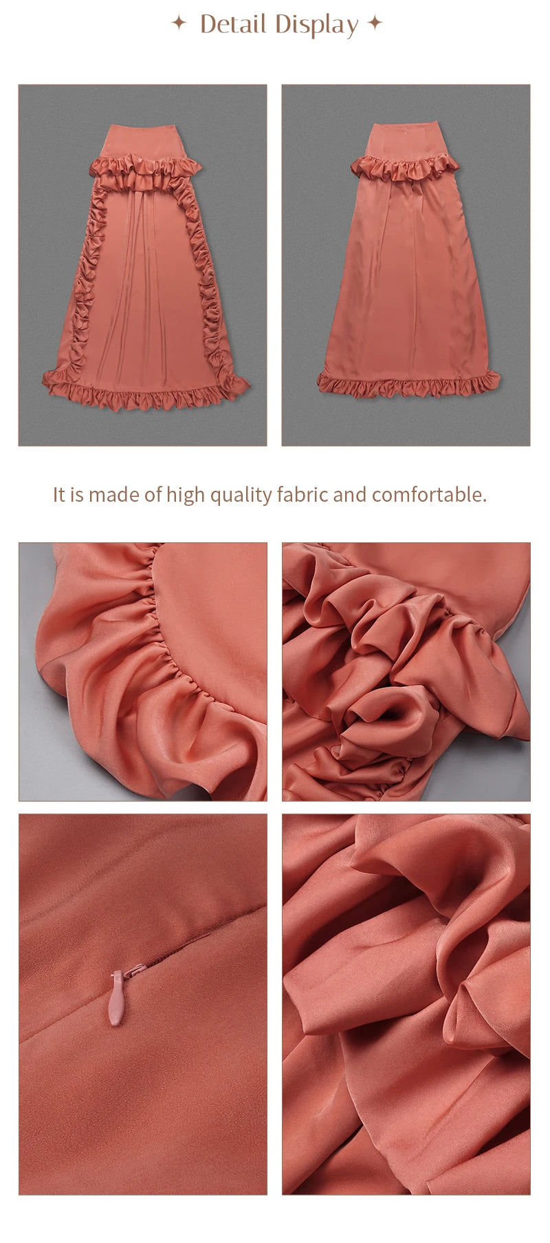 High-Waist High-Low Ruffle Skirt