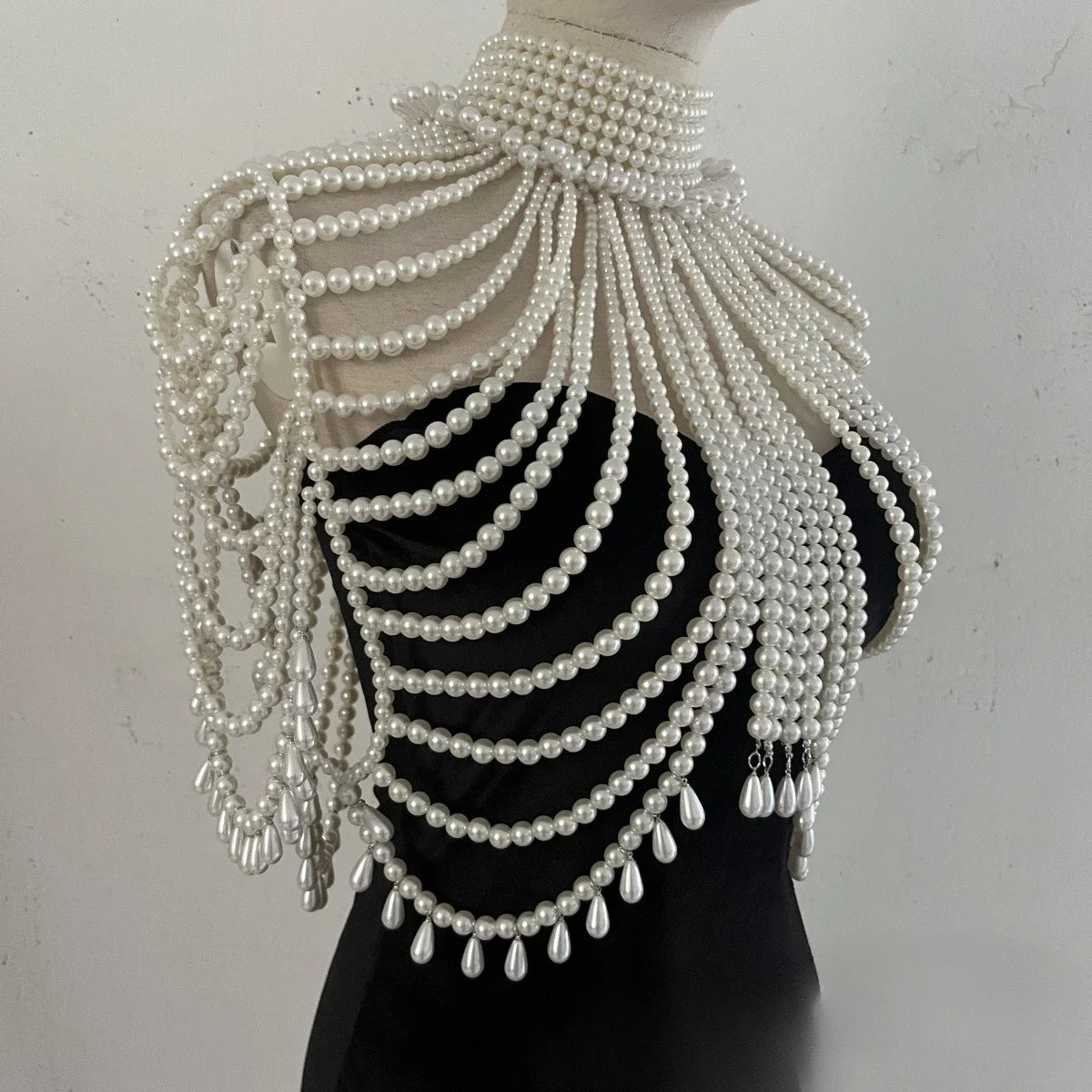 Simulated Pearl Costume Bra Body Chain