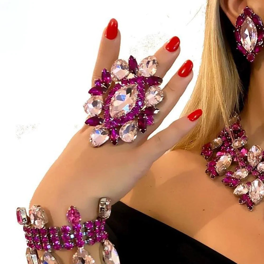 Adjustable Rhinestone Statement Ring