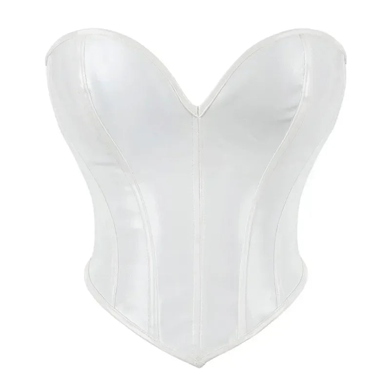 Shiny PVC PU Leather Bustier Corset Crop Top Body Shaper Vest