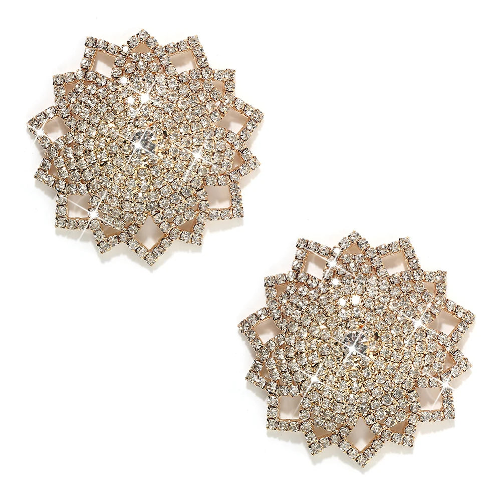 Sparkly Rhinestone Ornate Starburst Reusable Nipple Pasties Self-Adhesive Breast Covers