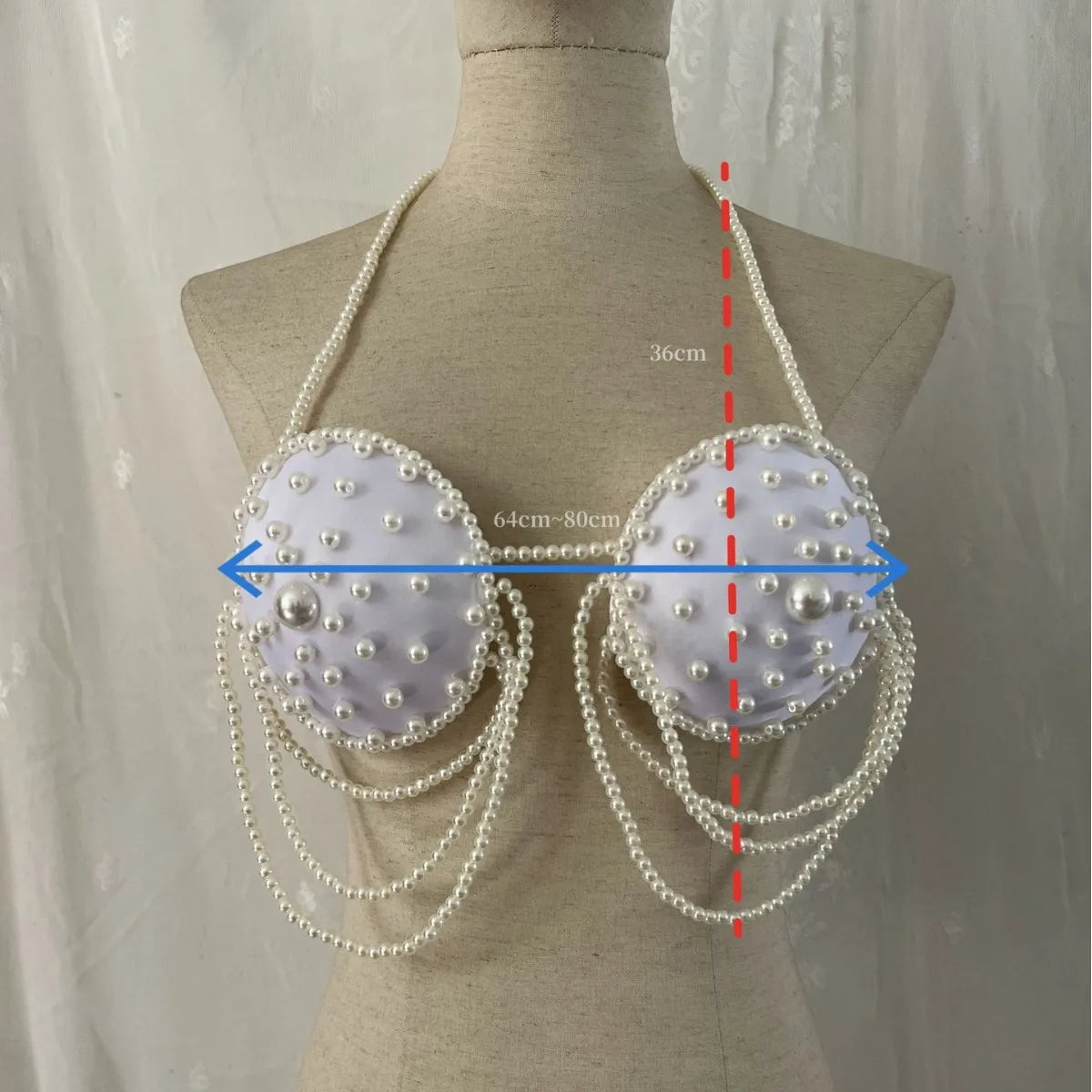 Hand-Beaded Pearl-Look Bra Body Chain