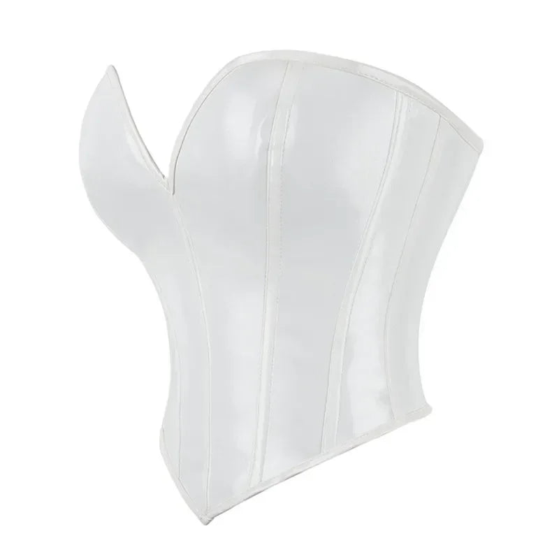 Shiny PVC PU Leather Bustier Corset Crop Top Body Shaper Vest