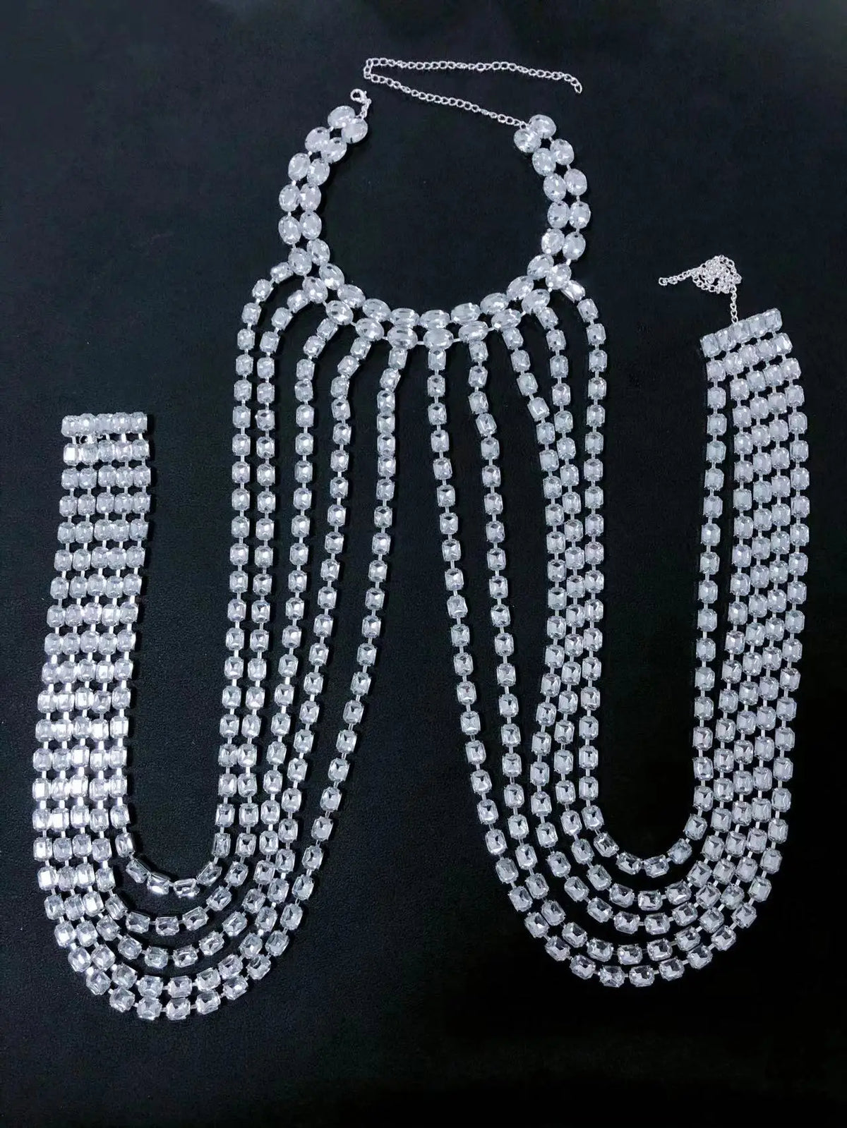 Rhinestone Costume Bra Body Chain