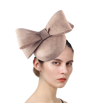 Elegant Sculpted Sinamay Bow Fascinator Headband Kentucky Derby Cocktail Hat