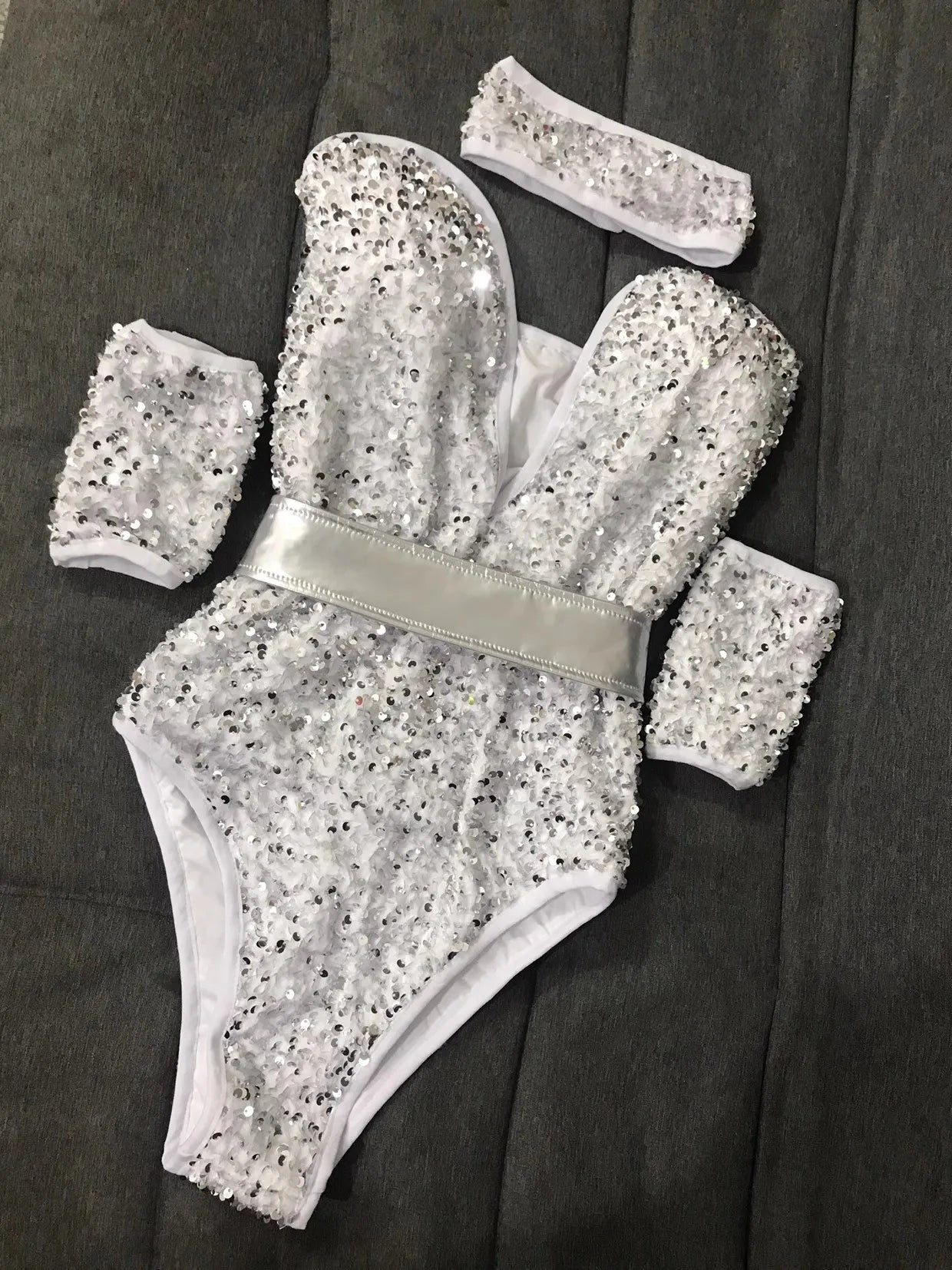 The Stardust Lumina Bodysuit – Silver Sequin Gogo & Pole Dance Costume