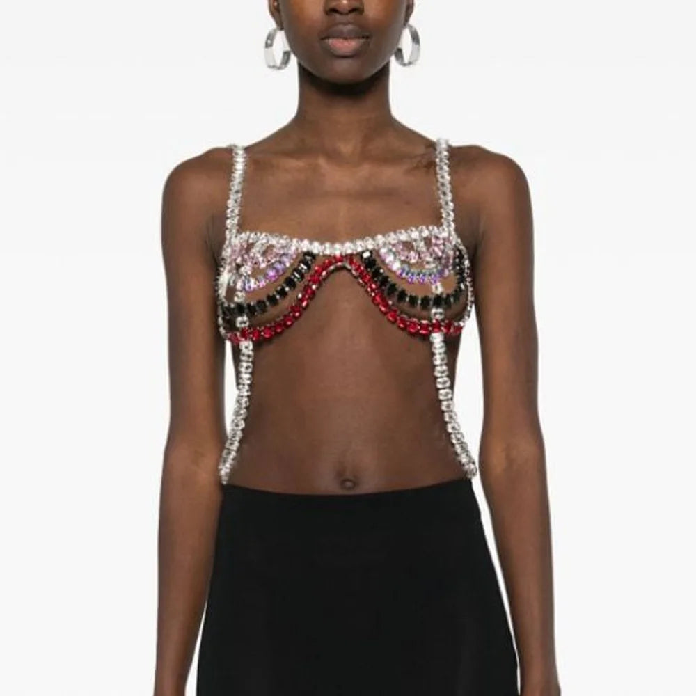 Dazzling Mixed-Color Crystal Bra Chain & Lumbar Bikini Body Jewelry