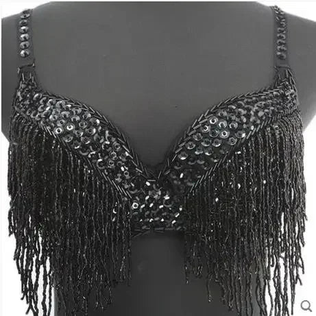 The Stardust Prism Sirena – Deluxe Beaded & Sequined Tassel Belly Dance Bra Top