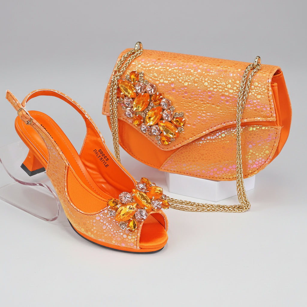 Embellished Slingback Sandal & Jeweled Evening Bag Set