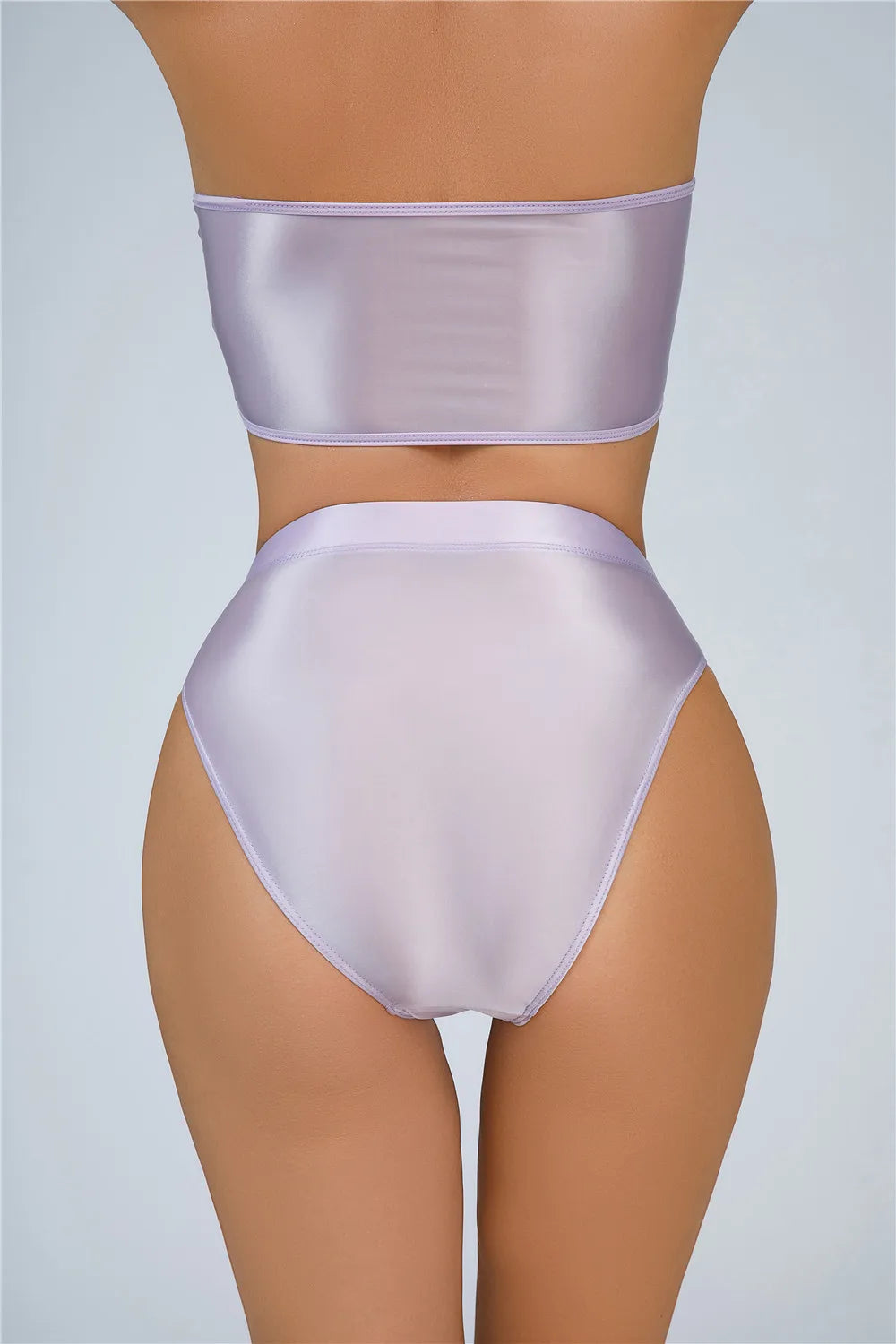 High-Waist Oil Glossy Sheer G-String Thong Satin Smooth Seamless Briefs