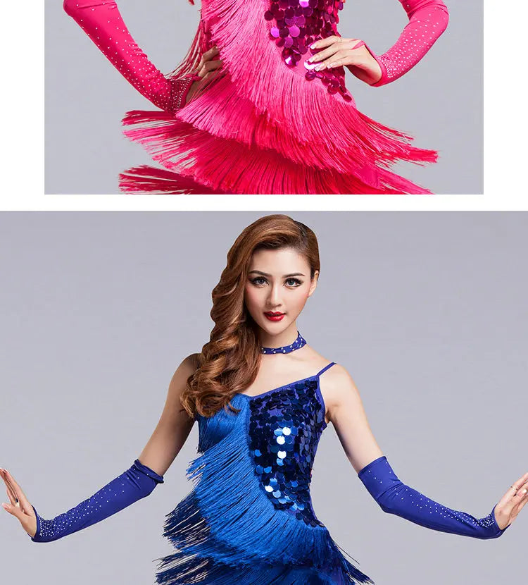 Rhinestone Fringe Dance Sleeves & Accessory Options