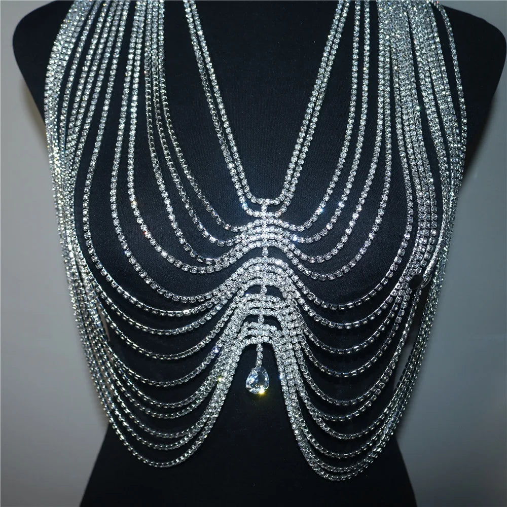 Layered Rhinestone Bra & Thong Body Chain