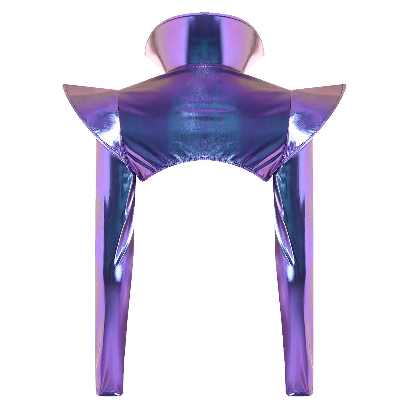 Metallic Shoulder Armor Shrug Crop Top & Sleeves Futuristic Pauldron Stage Costume