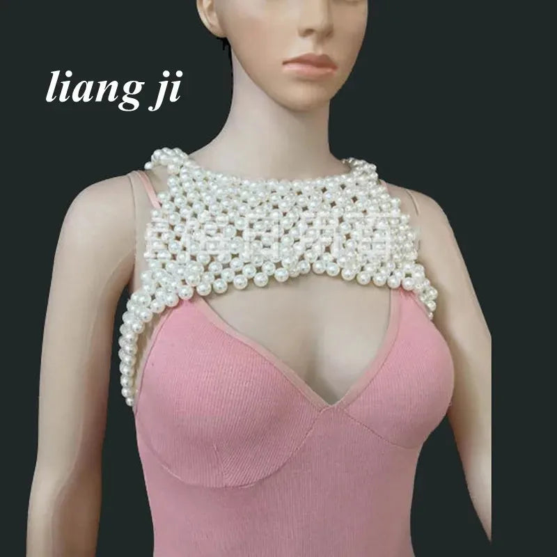 Simulated Pearl Costume Shoulder Shawl