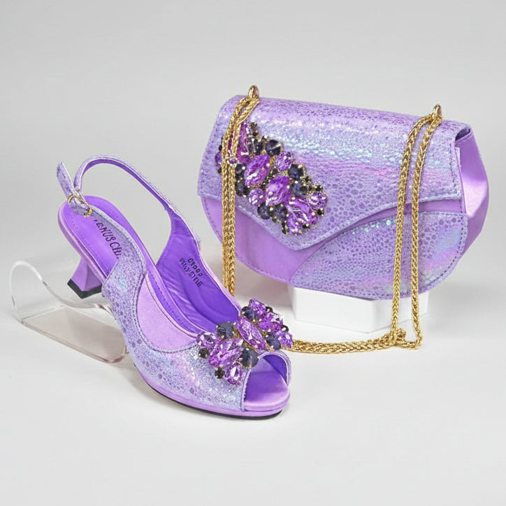 Embellished Slingback Sandal & Jeweled Evening Bag Set