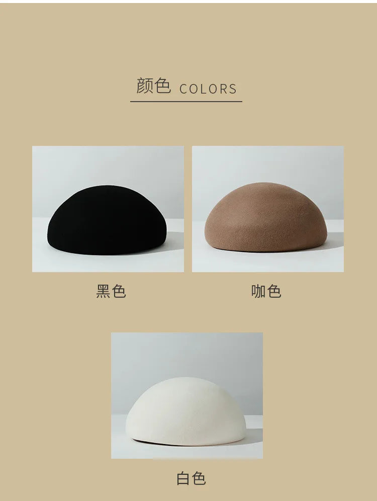 Wool Felt Pillbox Hat — 56–58 cm