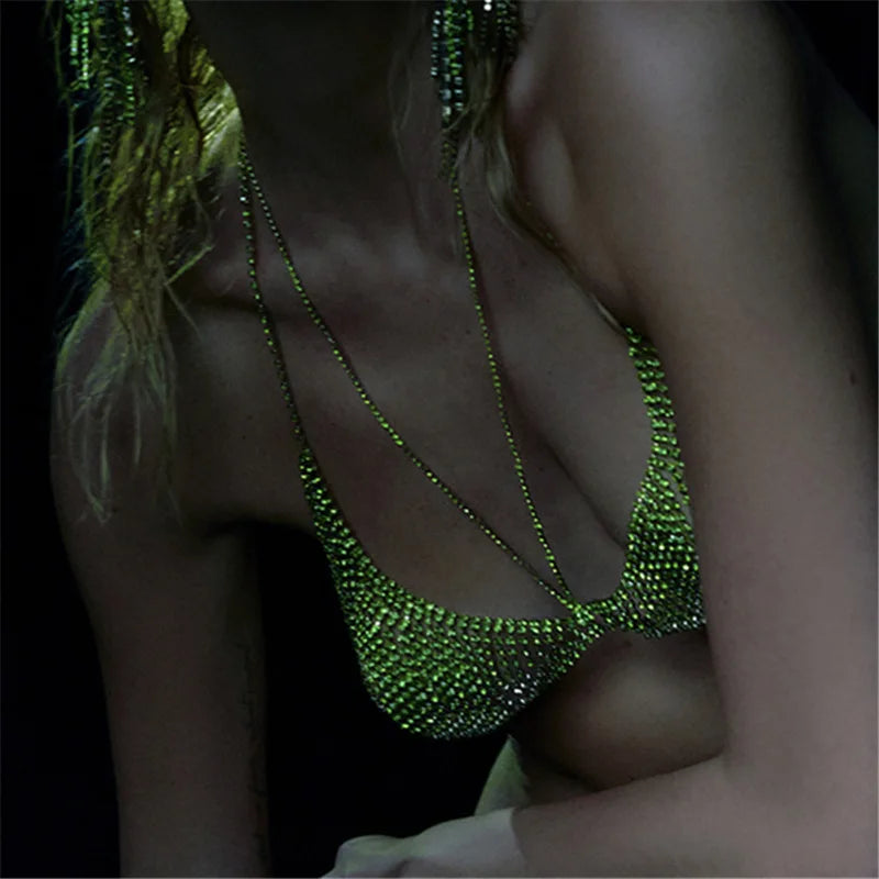 Rhinestone Tassel Bra & Skirt Chain Jewelry