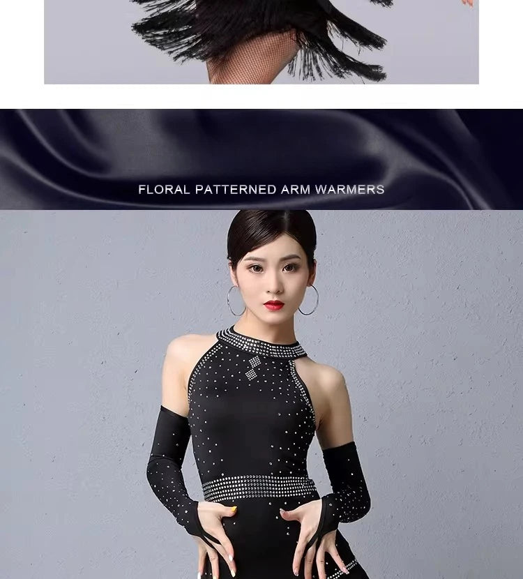 Rhinestone Fringe Dance Sleeves & Accessory Options