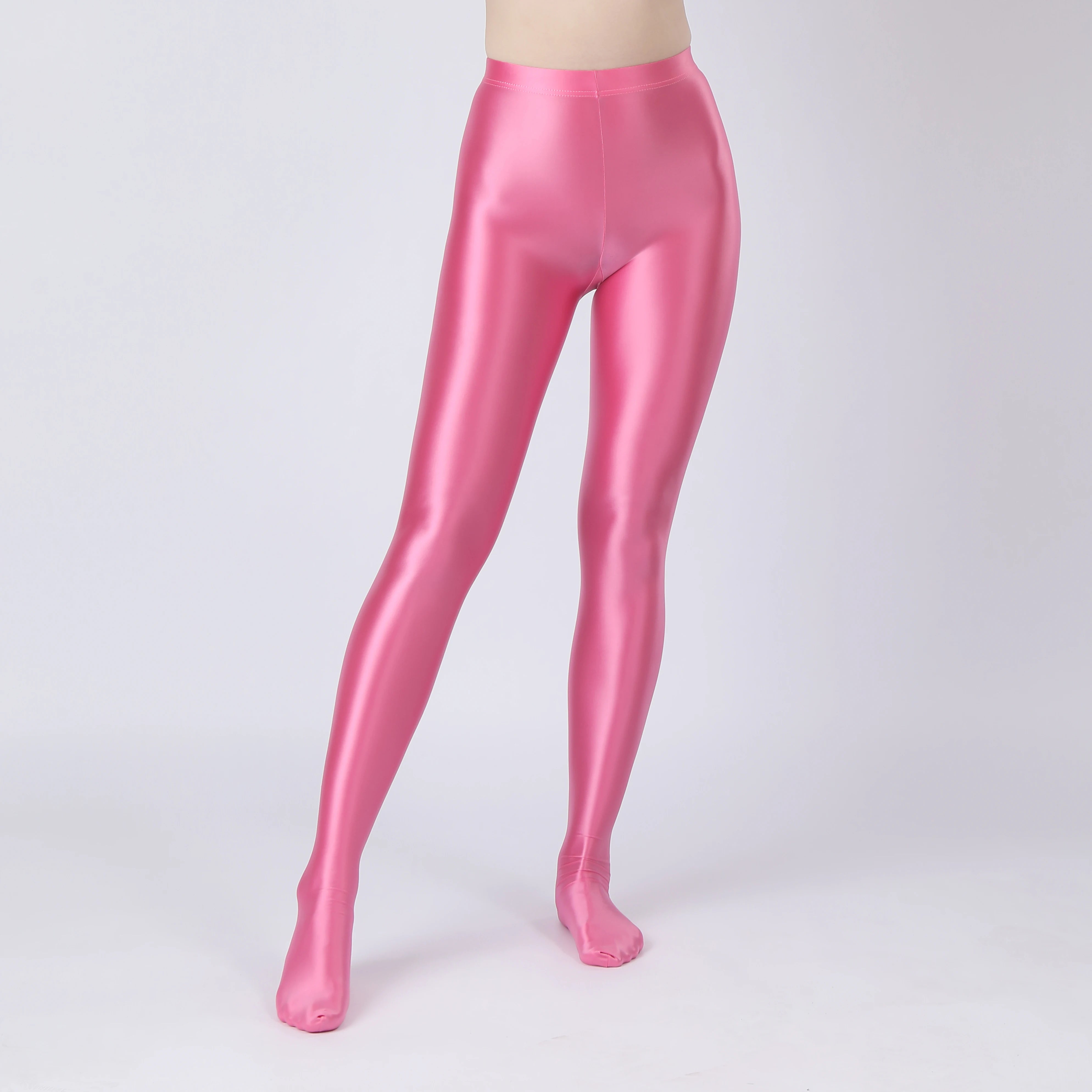 Oil Glossy High-Stretch Satin Pencil Pants & Leopard Print Leggings