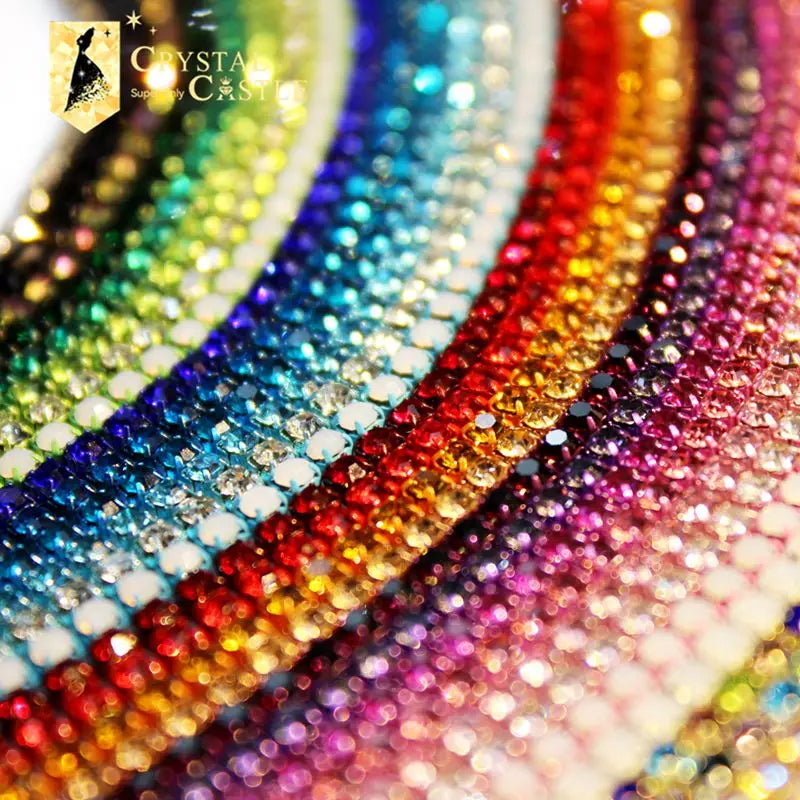 The Stardust Spectrum Stream – Premium Color-Matched Glass Crystal Rhinestone Cup Chain Trim