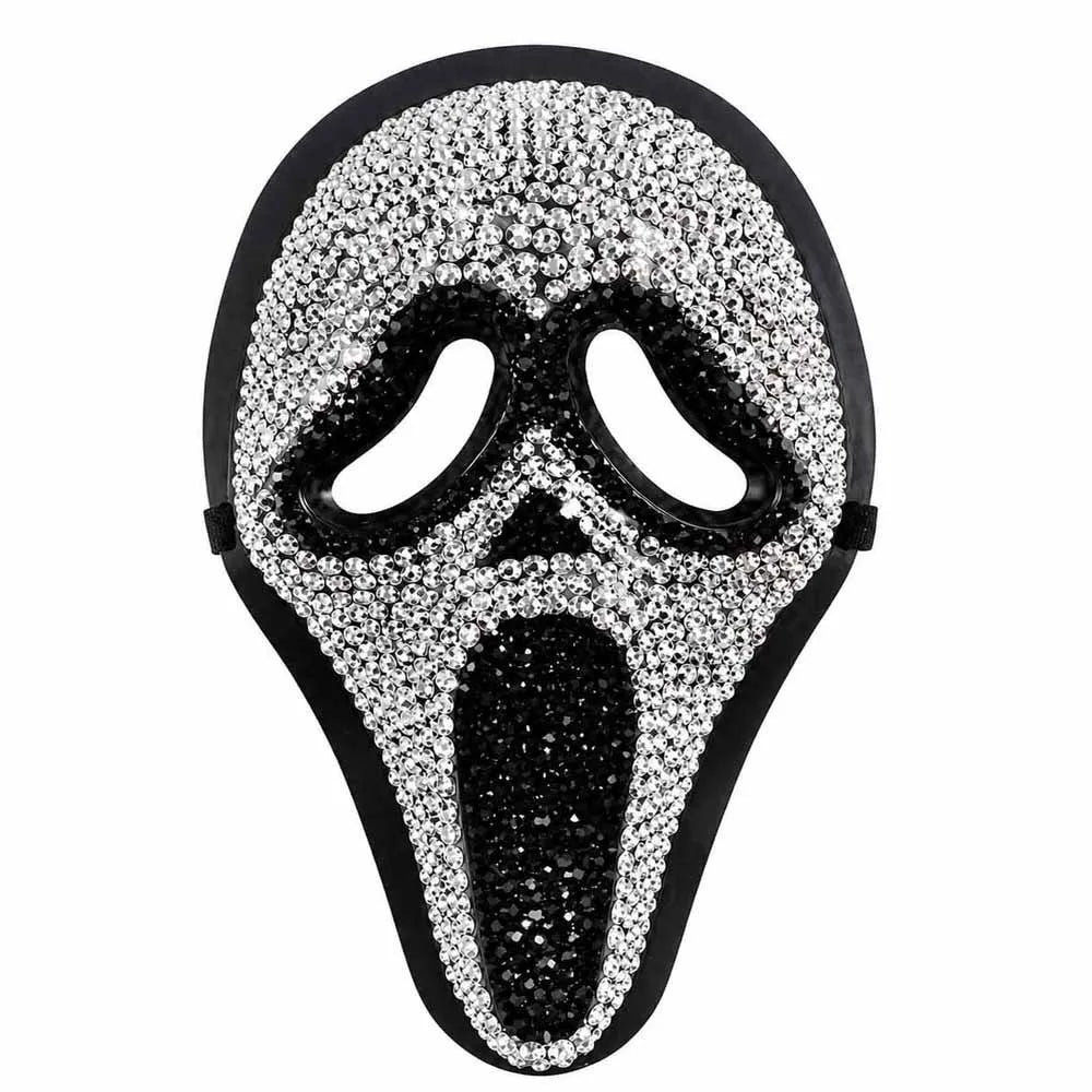 Rhinestone Halloween Horror Mask Glitter Scream Skull Clown Full Face Mask