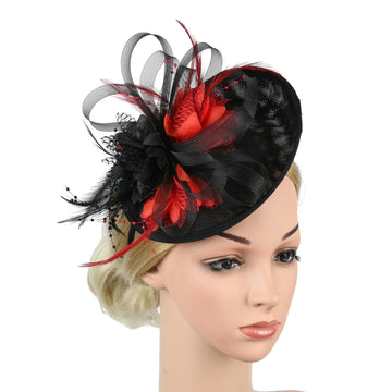 Feather Flower Mesh Fascinator with Clip & Headband