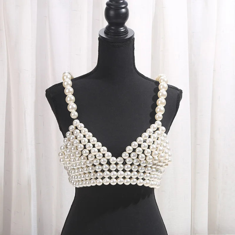 Beaded Pearl-Look Bra Body Chain