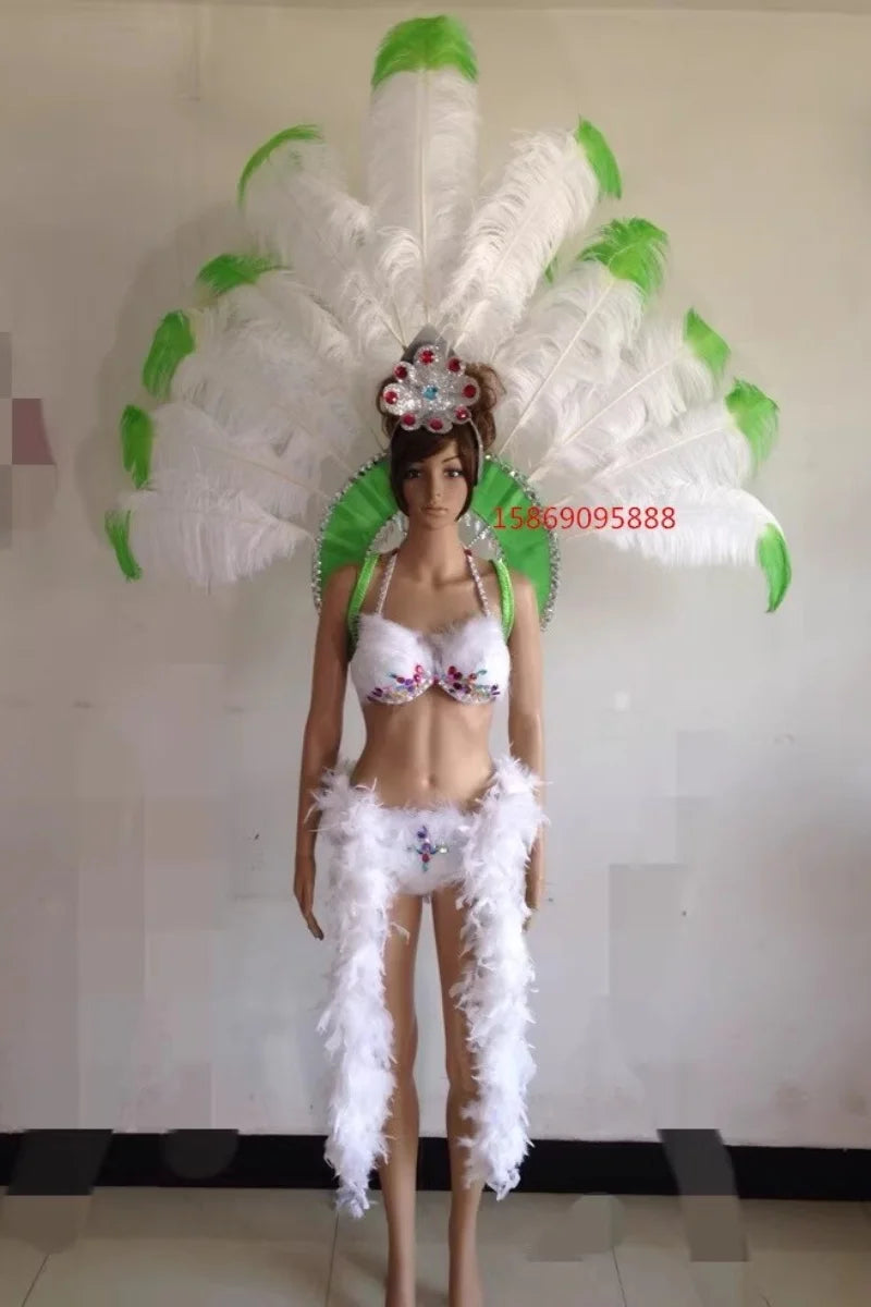 Sequined Butterfly-Style Costume Backpiece with Draped Chain