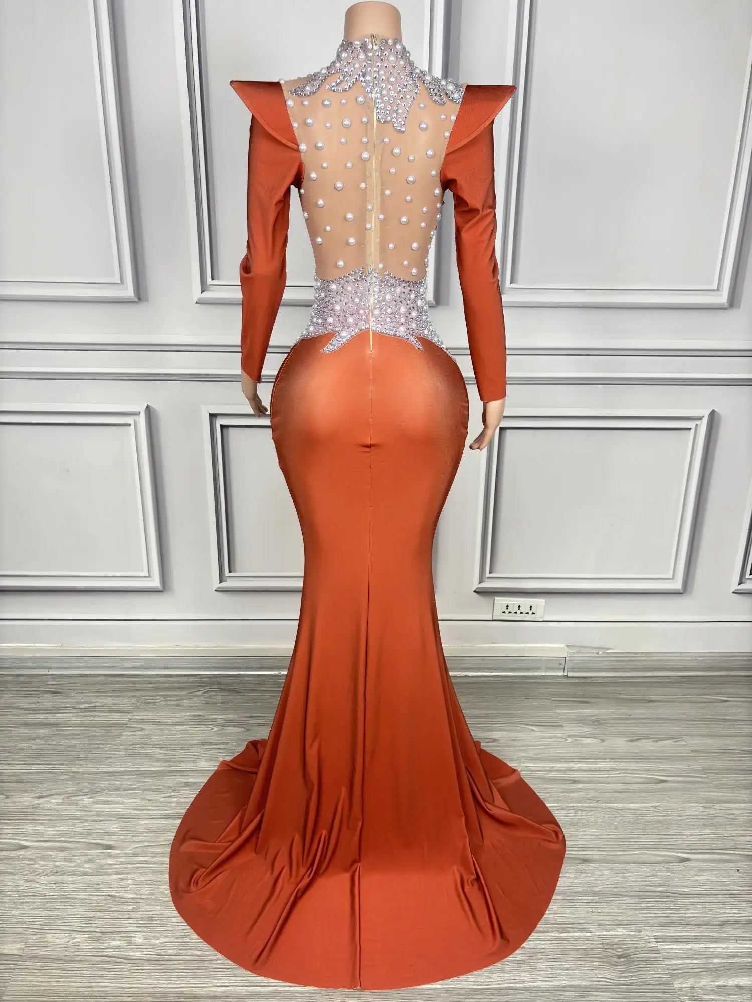 Rhinestone Floral Embroidered Mermaid Gala Gown & Trailing Evening Dress