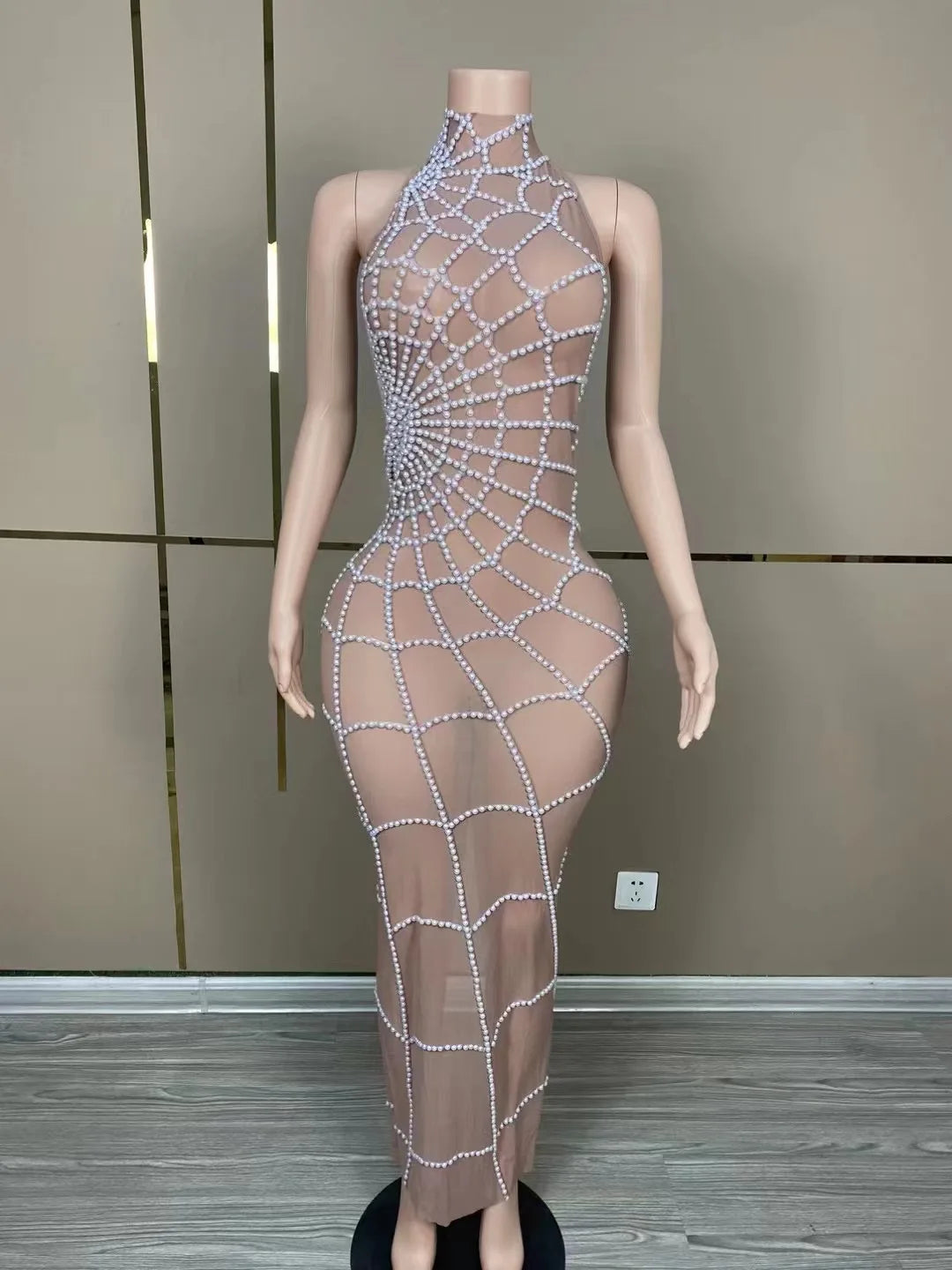 Women's Sheer Mesh See-Through Tight Stage Costume | Jumpsuit & Dress for Club, Festival & Party