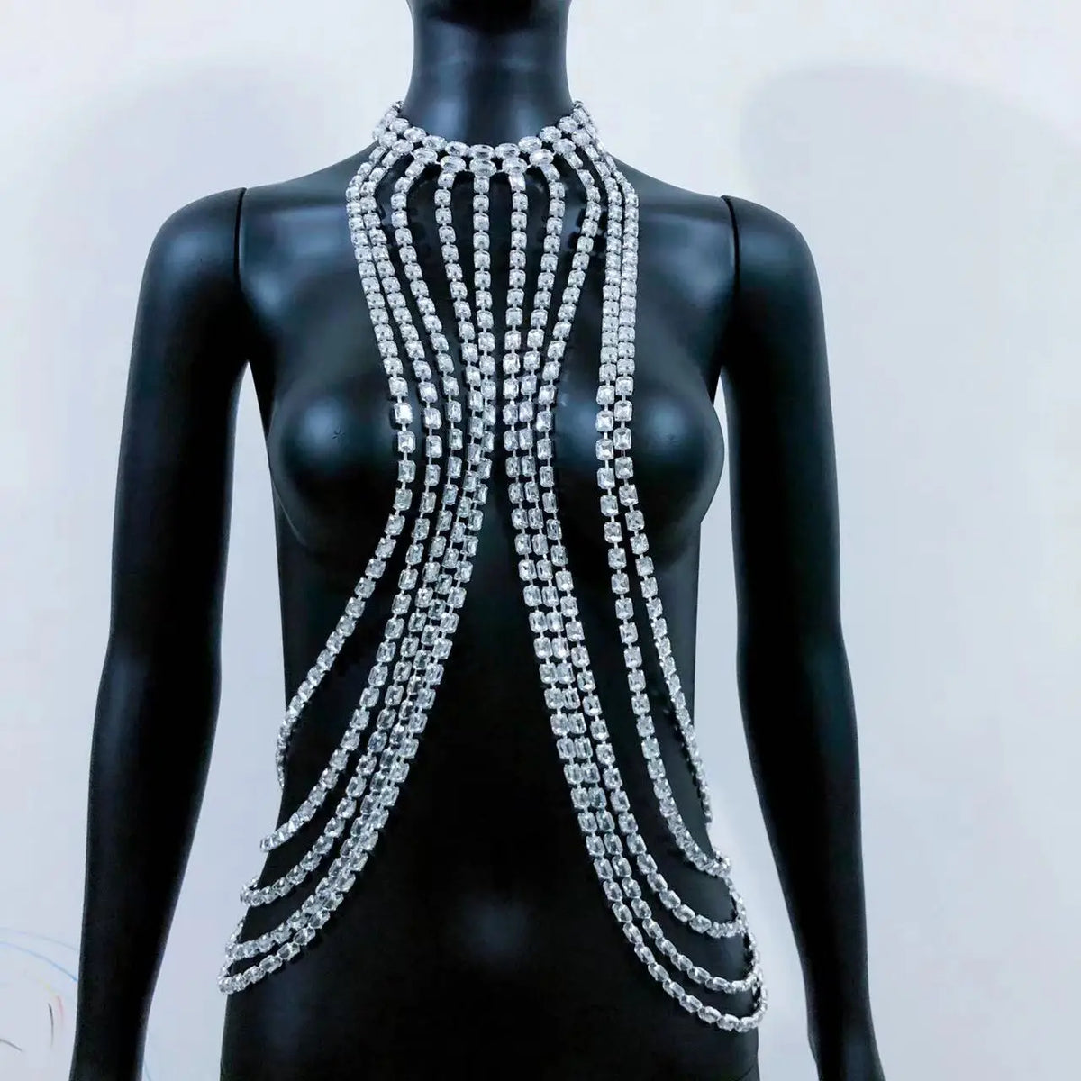 Rhinestone Costume Bra Body Chain