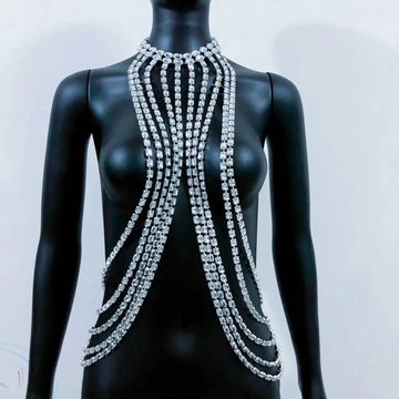 Rhinestone Costume Bra Body Chain