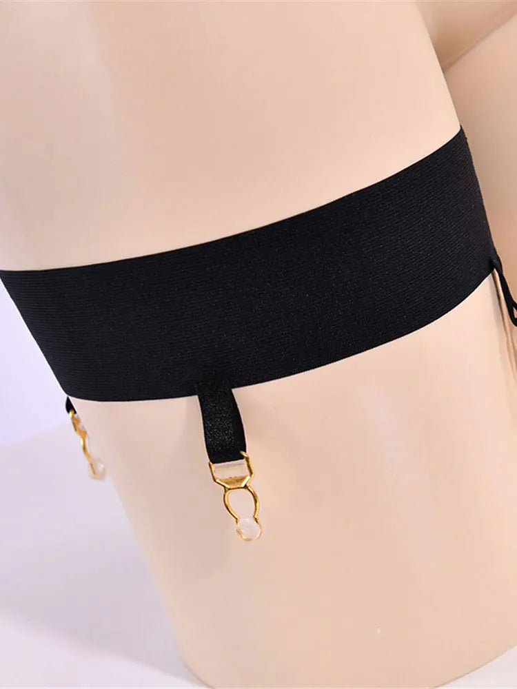 Sexy Women Leg Harness Sexy Elastic Garter Belt Black High Waist Bandage Pantie Lingerie Elastic Leotard Garters Accessories
