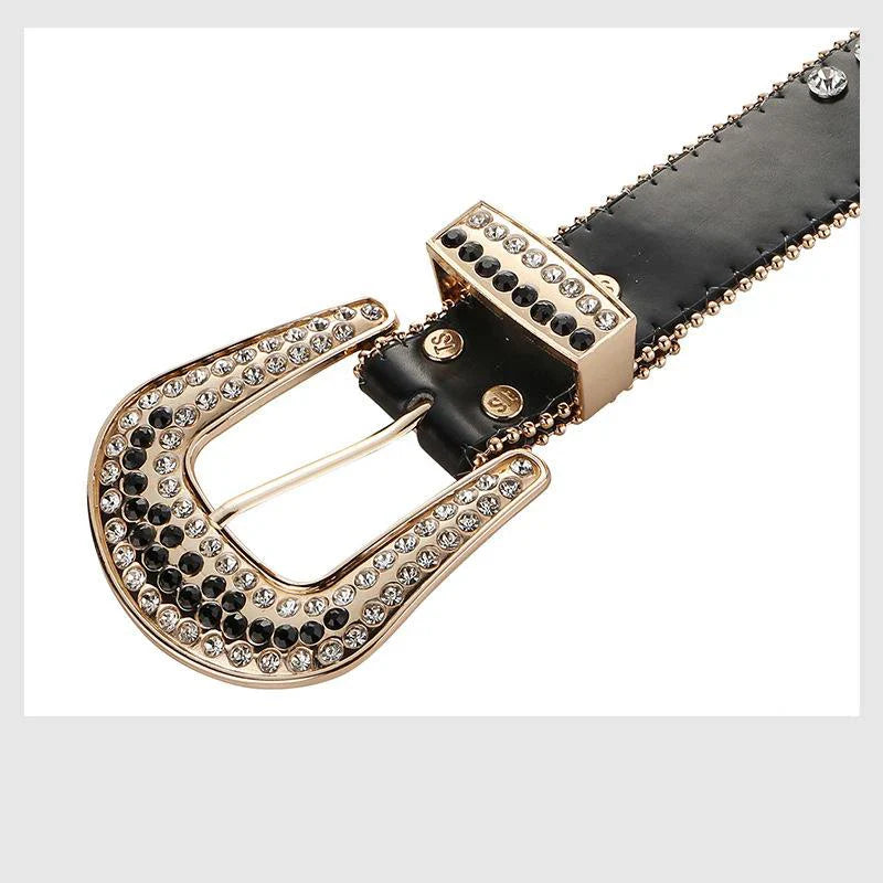 Gem Studded Western Style Fashion Buckle Belt