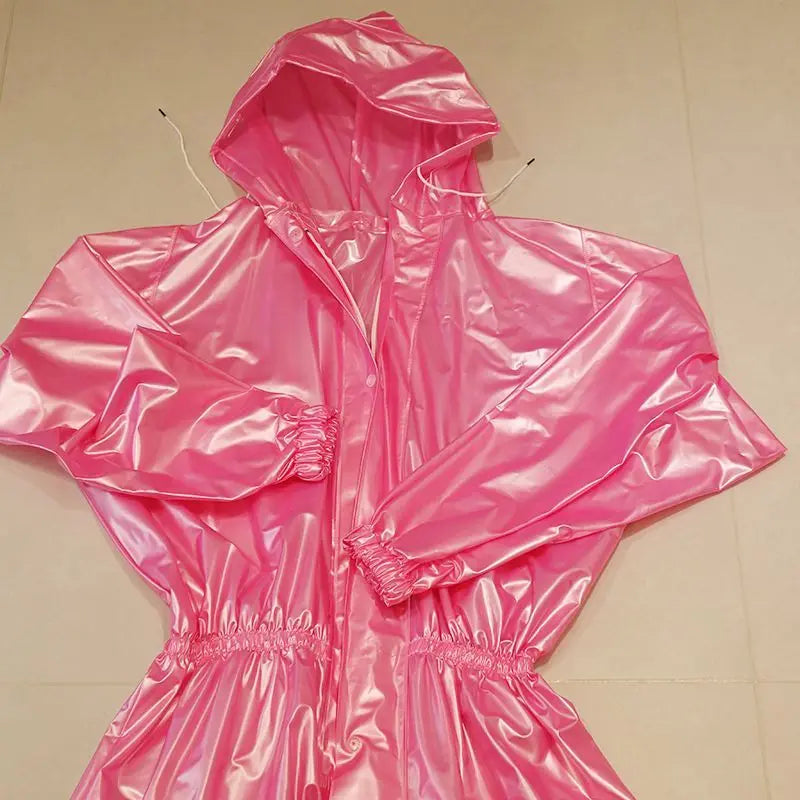 Handmade Clear PVC Hooded Jumpsuit & Waterproof Stage Clubwear Costume