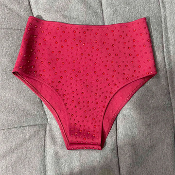 Red Rhinestone High-Waist Pole Dance Shorts & Gogo Performance Bottoms