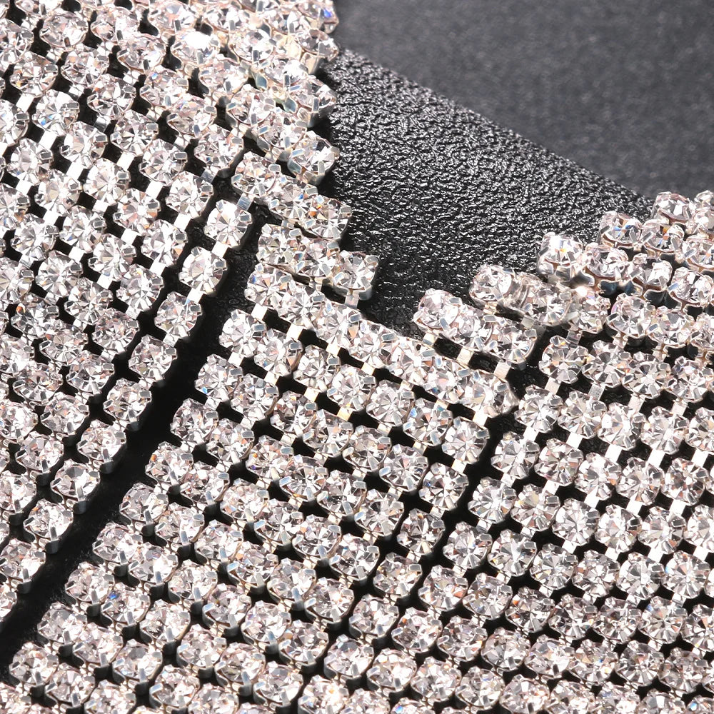 Wide Rhinestone Statement Collar Necklace