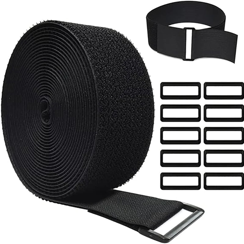 Reusable Hook-and-Loop Fastener Tape — 5 m & 20 Buckles