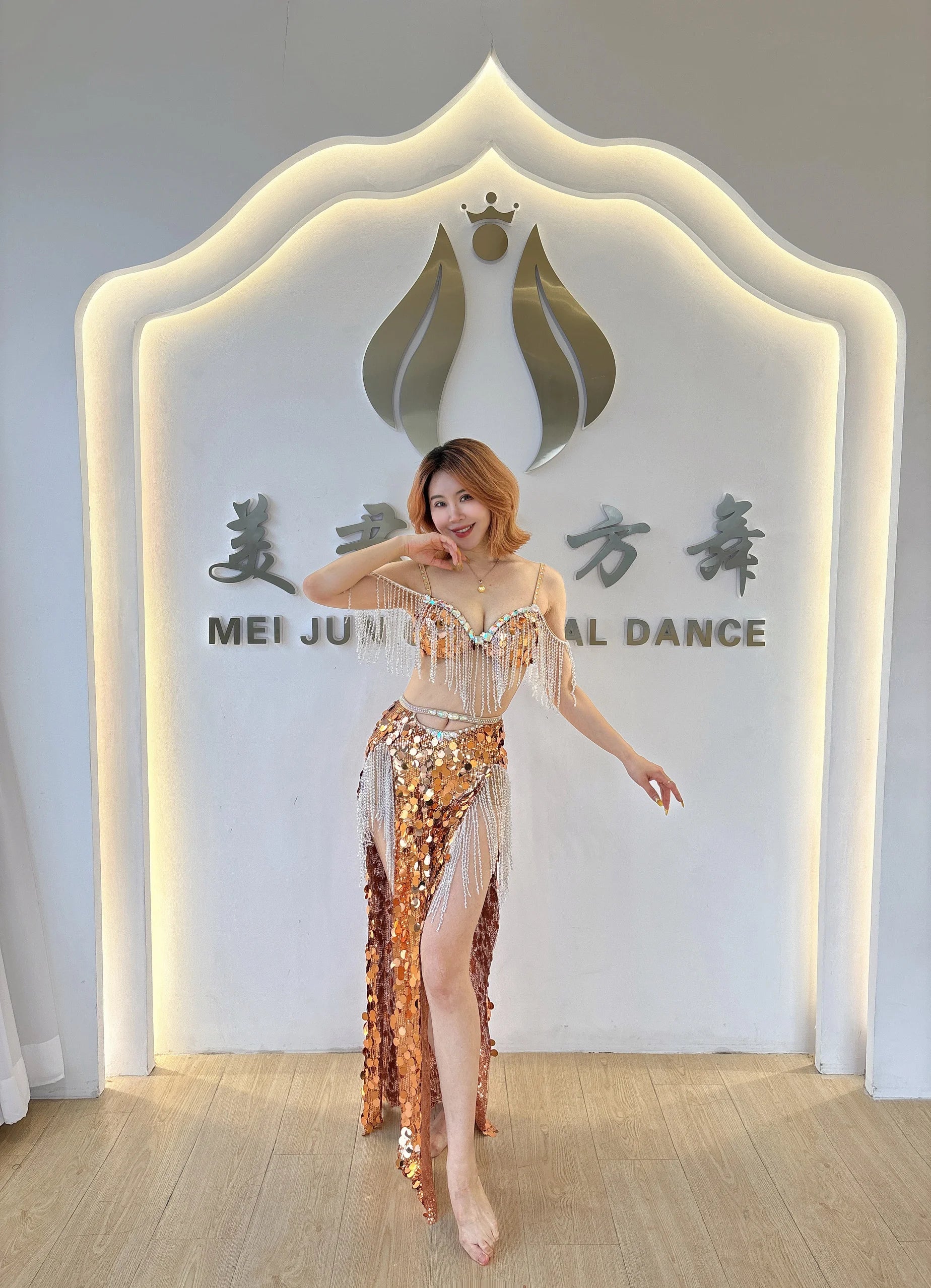 Luxury Diamond Bra & Sequin Tassel Skirt Oriental Belly Dance Competition Set