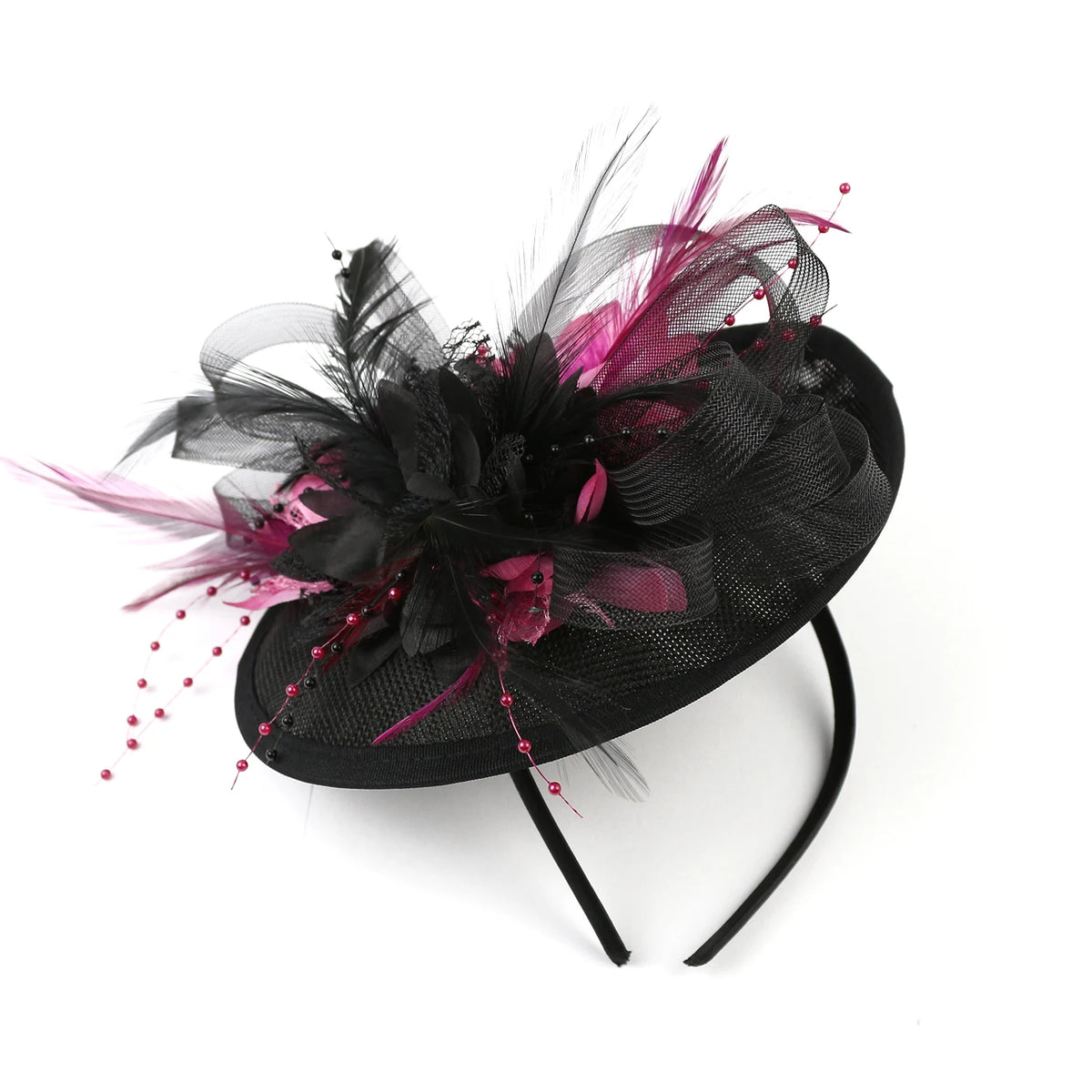 Feather Flower Mesh Fascinator with Clip & Headband