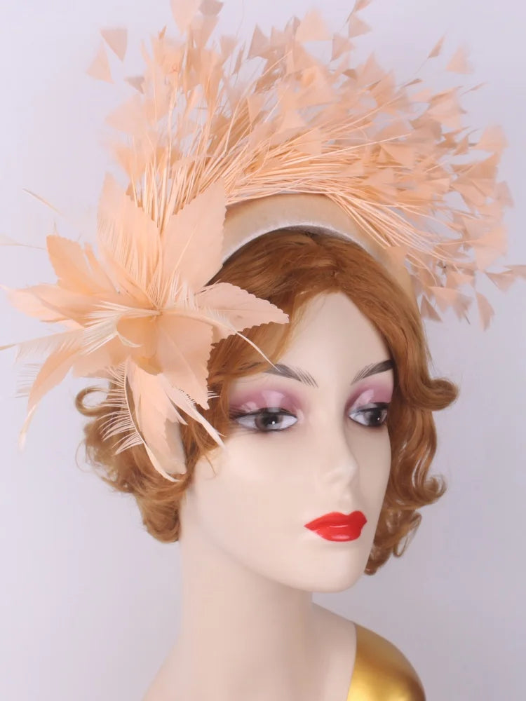 25cm Feather Floral Ribbon Fascinator Headband Kentucky Derby Cocktail Tea Party Hat